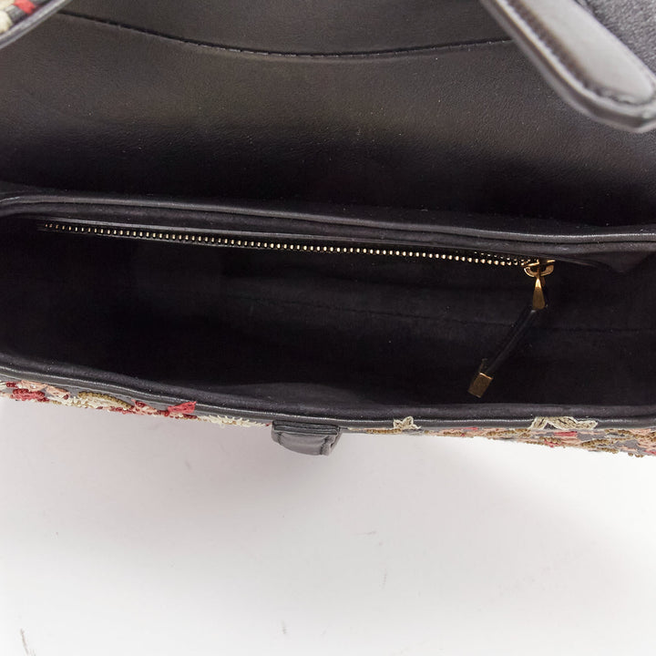CHRISTIAN DIOR Saddle Limited Edition black colourful ethnic beads shoulder bag