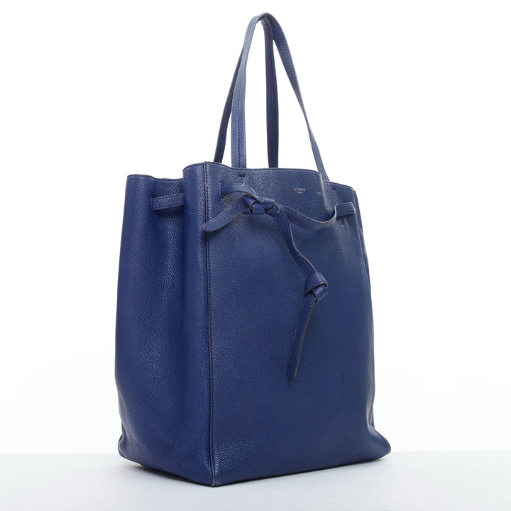CELINE Cabas Phantom dark blue leather silver logo medium tote bag