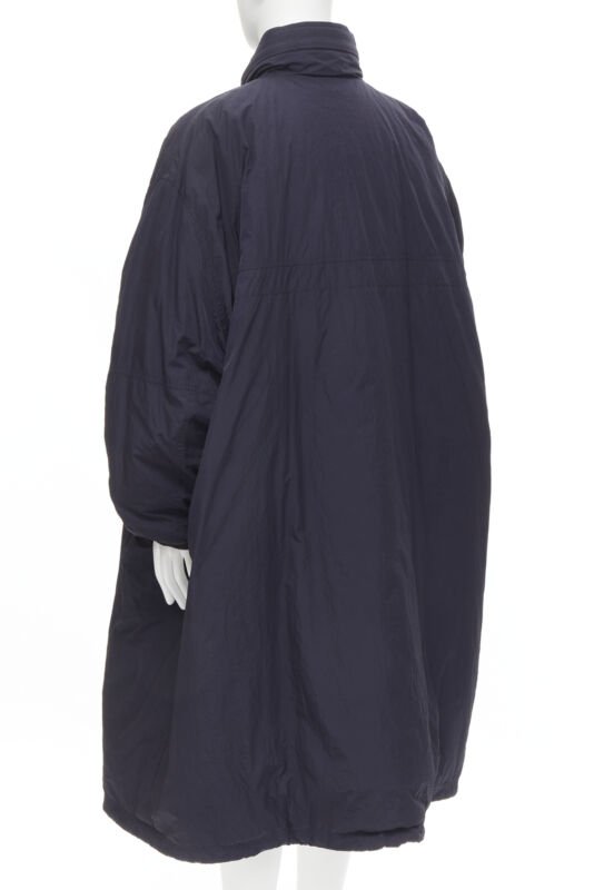BALENCIAGA Demna 2018 navy blue padded logo cotton lined puffer coat IT46 XS