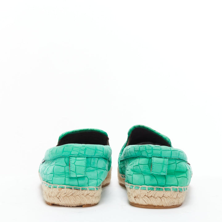 JIMMY CHOO Vlad mint green embossed scaled leather espadrilles EU42
