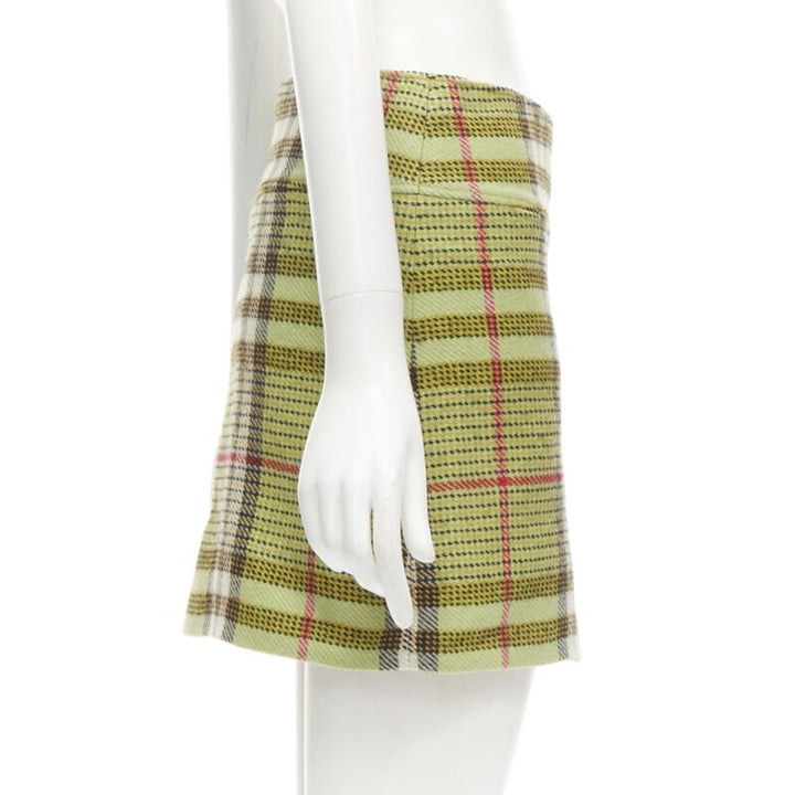 BURBERRY LONDON House Check green wool mini skirt UK6 US4 XS