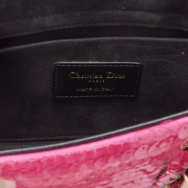 rare CHRISTIAN DIOR Lady D-joy Runway pink blue butterfly sequins crossbody bag