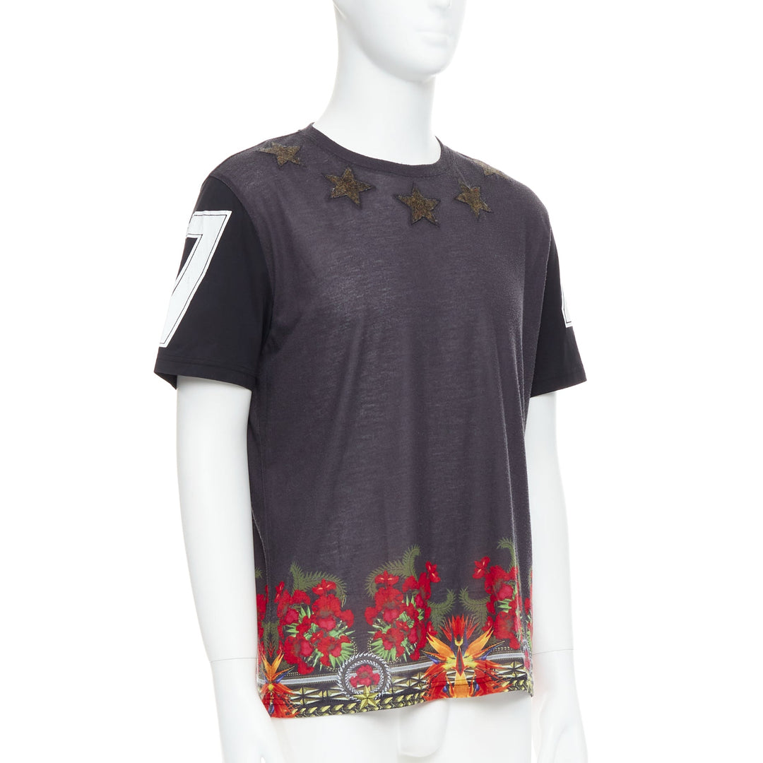 GIVENCHY 2013 Bird of Paradise star applique washed cotton tshirt M