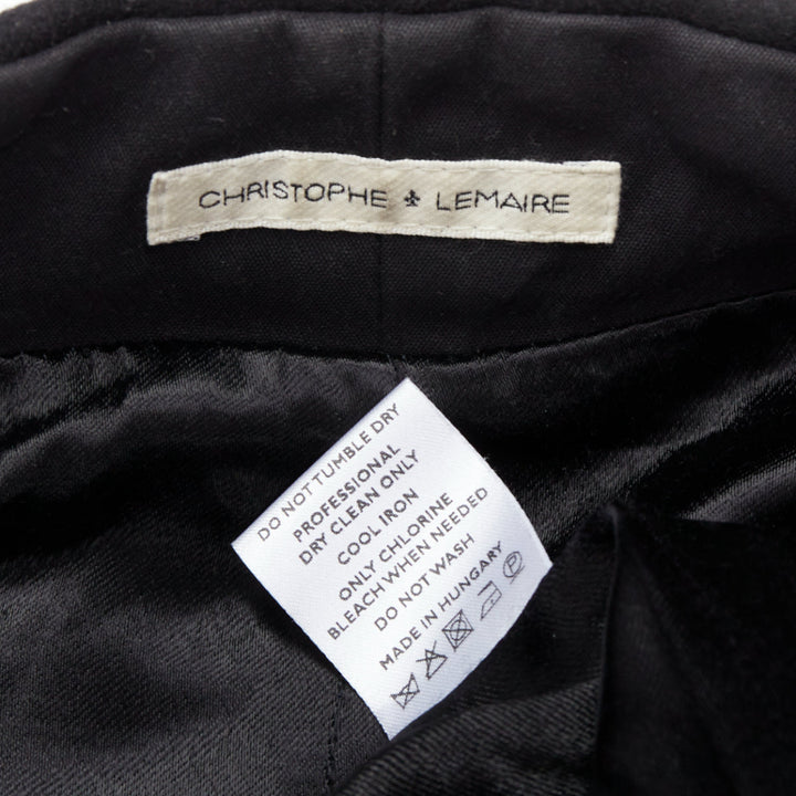 CHRISTOPHE LEMAIRE black wool minimal topstitch waist coat vest Sz2 M
