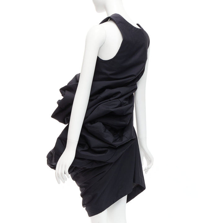runway COMME DES GARCONS 1997 Lumps Bumps black circle cut asymmetric dress S
