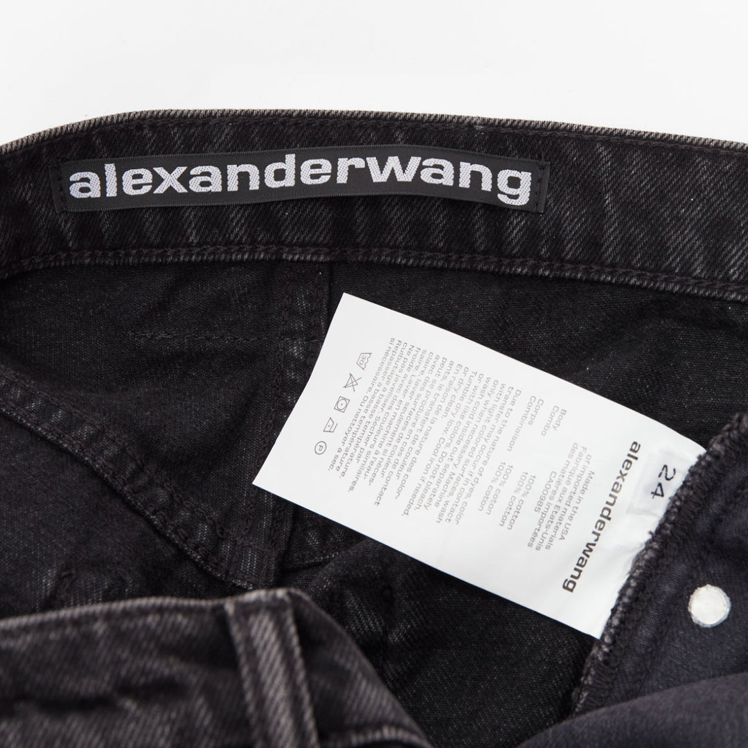 ALEXANDER WANG black washed front skirt back shorts mini skorts 24"