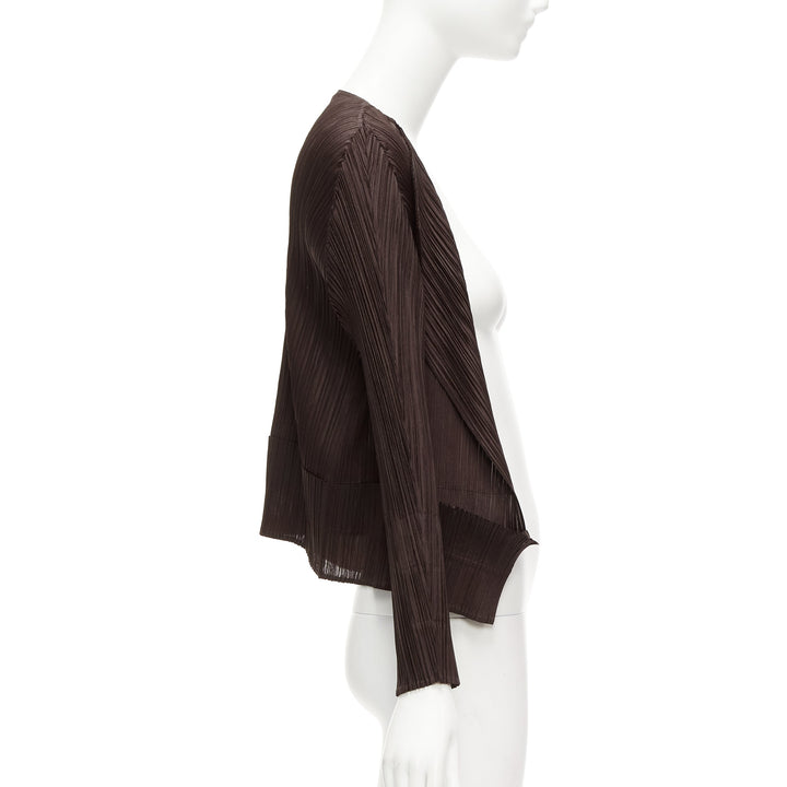 ISSEY MIYAKE Pleats Please dark brown plisse 3D cut cardigan jacket JP3 L