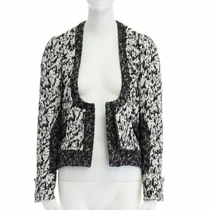 runway PROENZA SCHOULER 2011 white black boucle hook eye cropped jacket US4 S