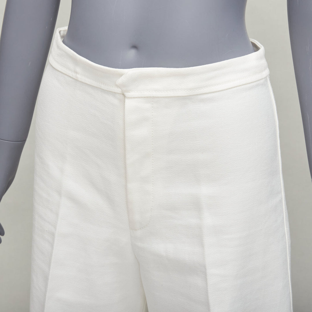 ISABEL MARANT white cotton linen high waist wide leg cropped pants FR36 S