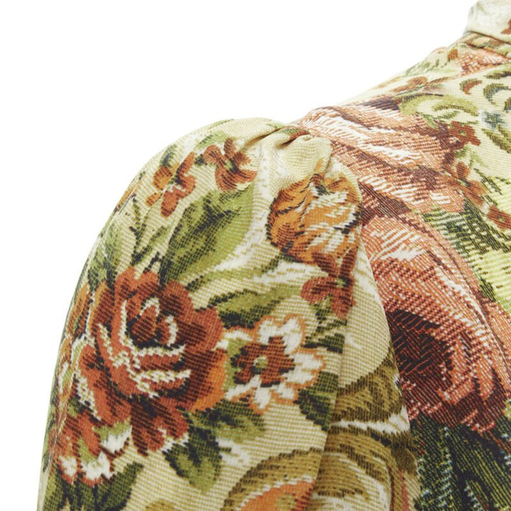 DOLCE GABBANA 100% silk tapestry floral print tie neck blouse top shirt IT36 XS