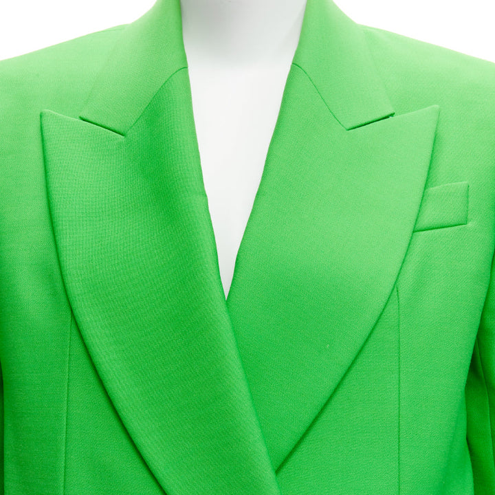ALEXANDER MCQUEEN 2022 green wool double breasted wrap blazer jacket IT38 XS