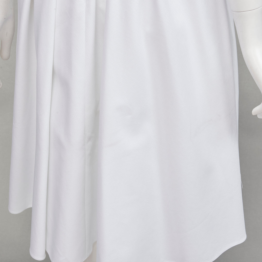 ALEXANDER MCQUEEN white structural bell sleeve V neck midi dress IT38 XS
