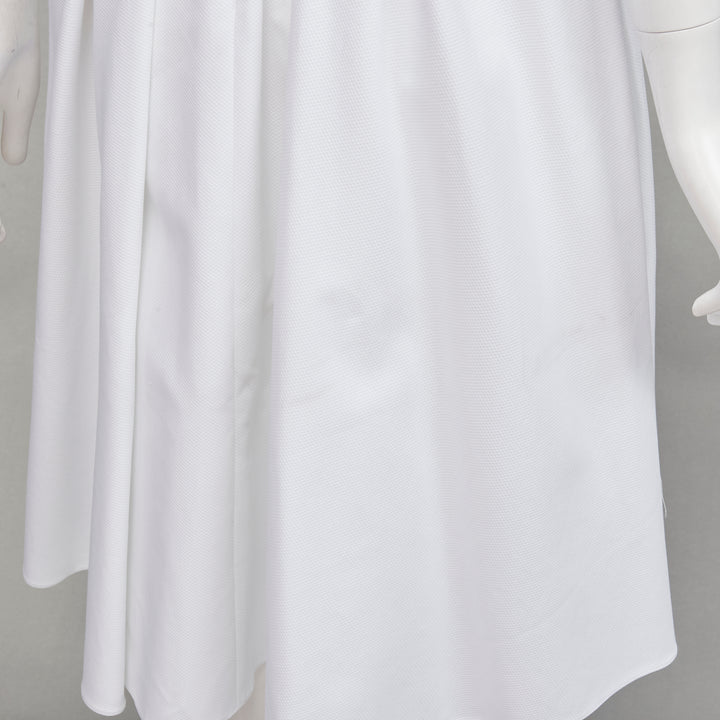 ALEXANDER MCQUEEN white structural bell sleeve V neck midi dress IT38 XS
