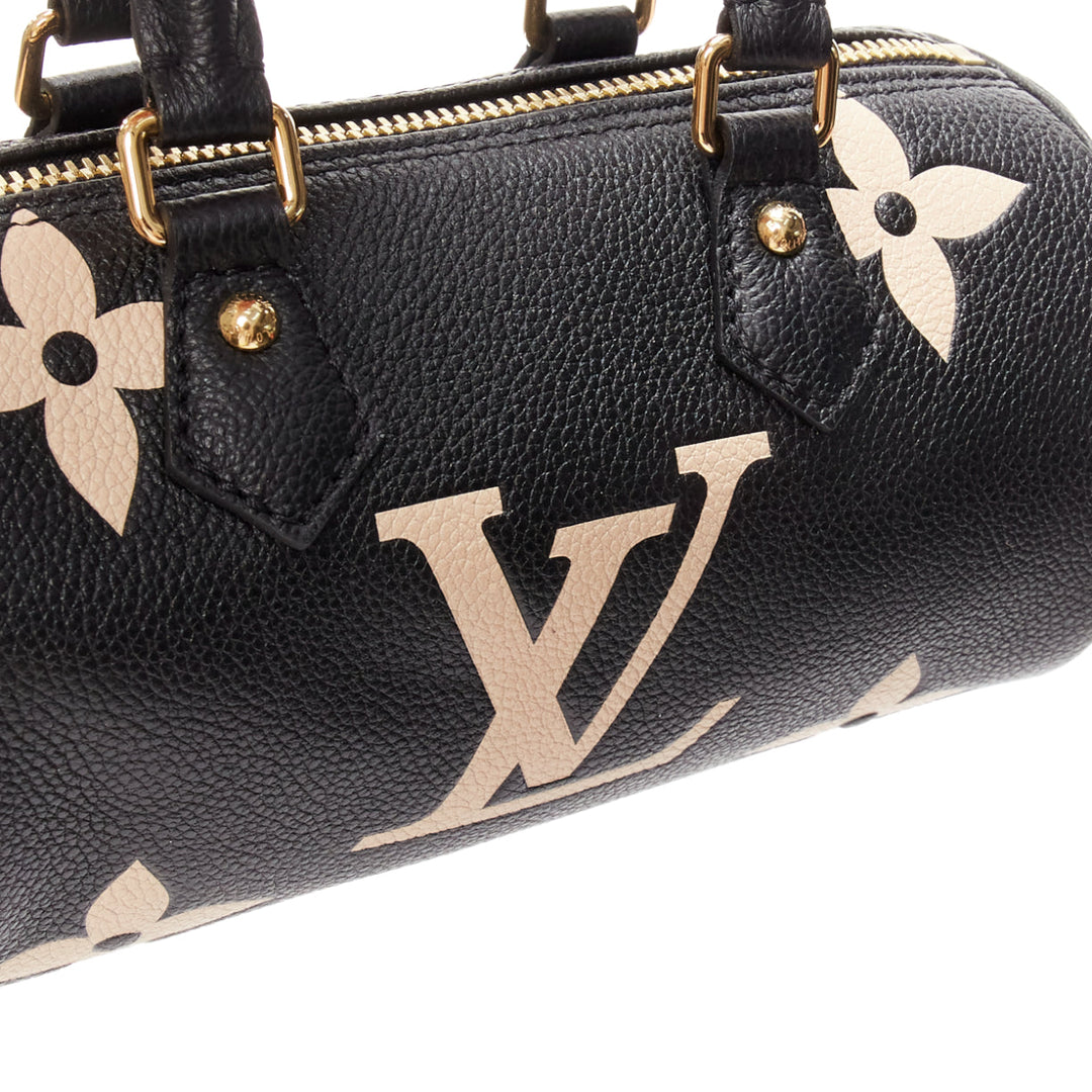 LOUIS VUITTON Papillon BB Giant Empreinte black nude small crossbody duffle bag
