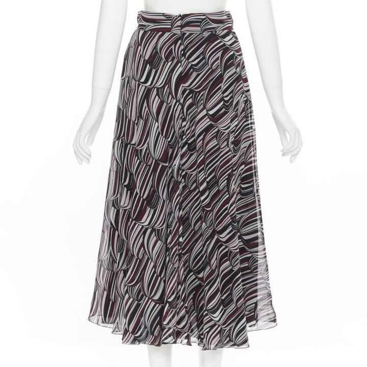 GIAMBATTISTA VALLI black red tropical pattern 100% silk midi skirt IT38 XS