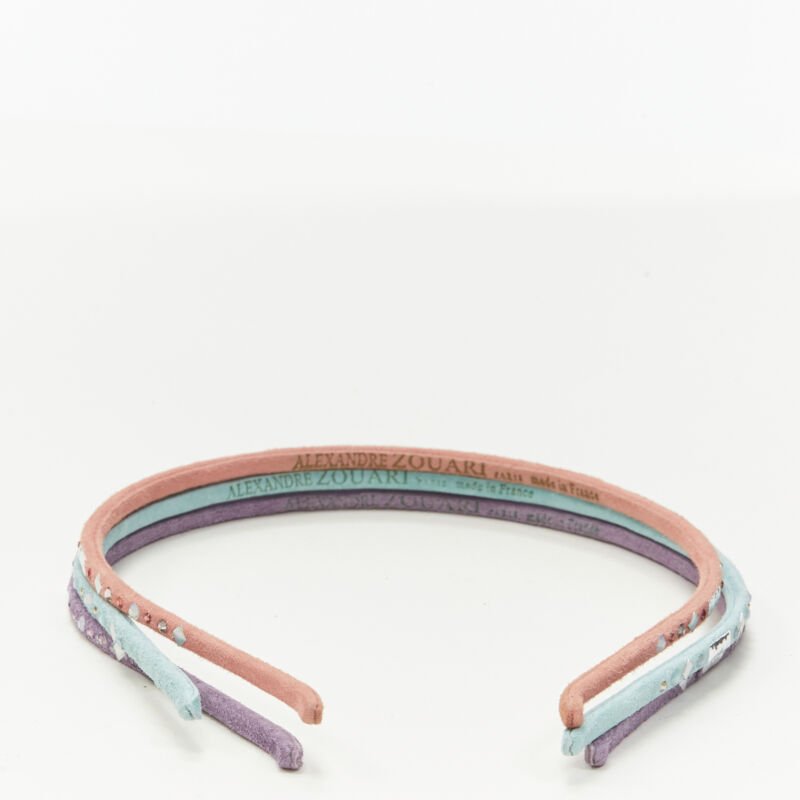 ALEXANDER ZOUARI LOT OF 3 pink teal purple suede crystal embellished headband