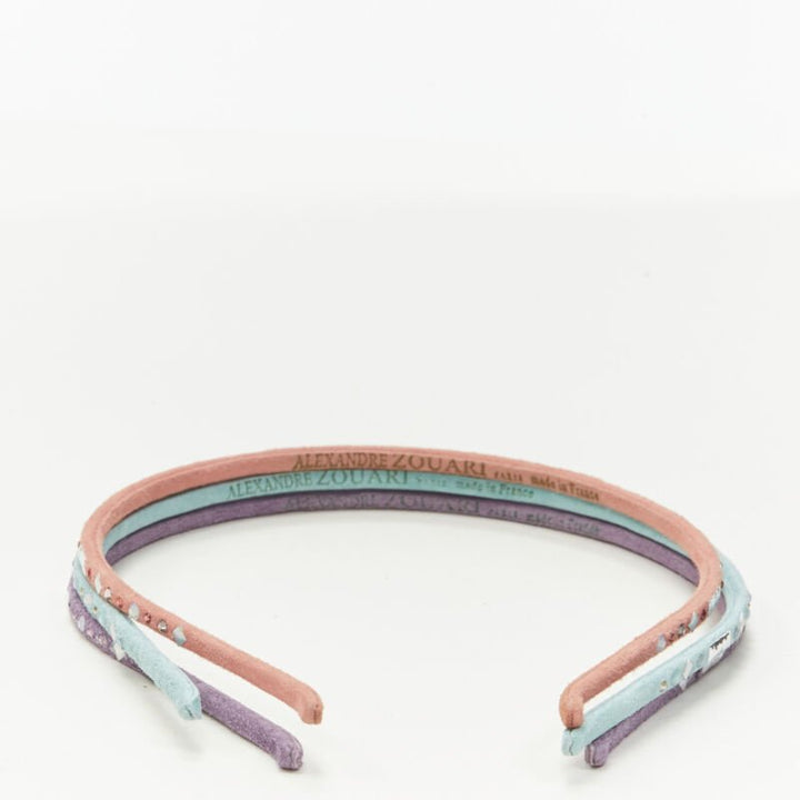 ALEXANDER ZOUARI LOT OF 3 pink teal purple suede crystal embellished headband