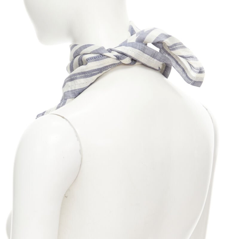 VIVIENNE WESTWOOD blue white nautical stripe orb logo handkerchief neckscarf