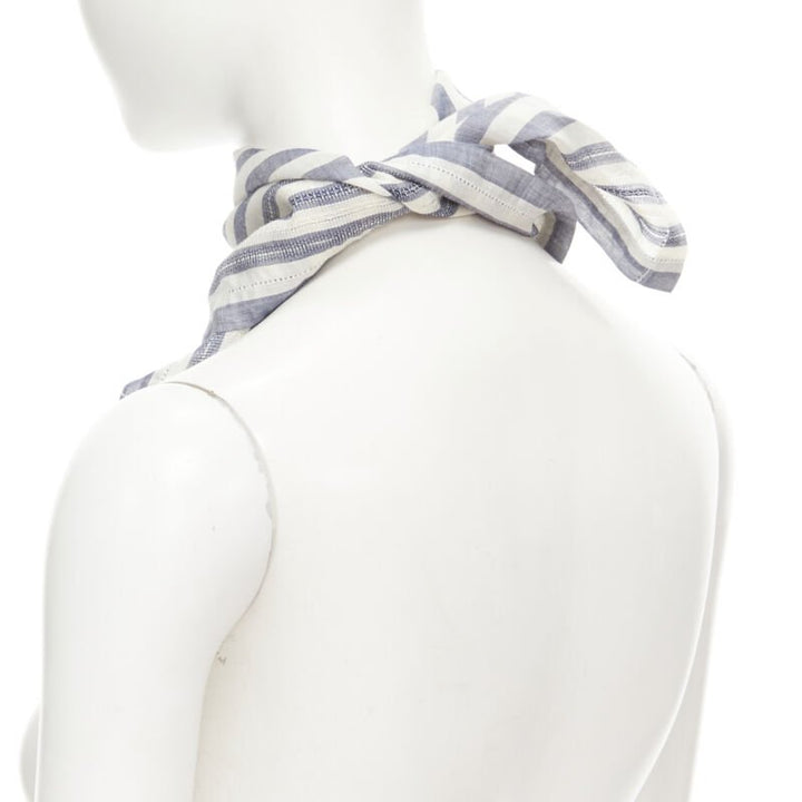 VIVIENNE WESTWOOD blue white nautical stripe orb logo handkerchief neckscarf