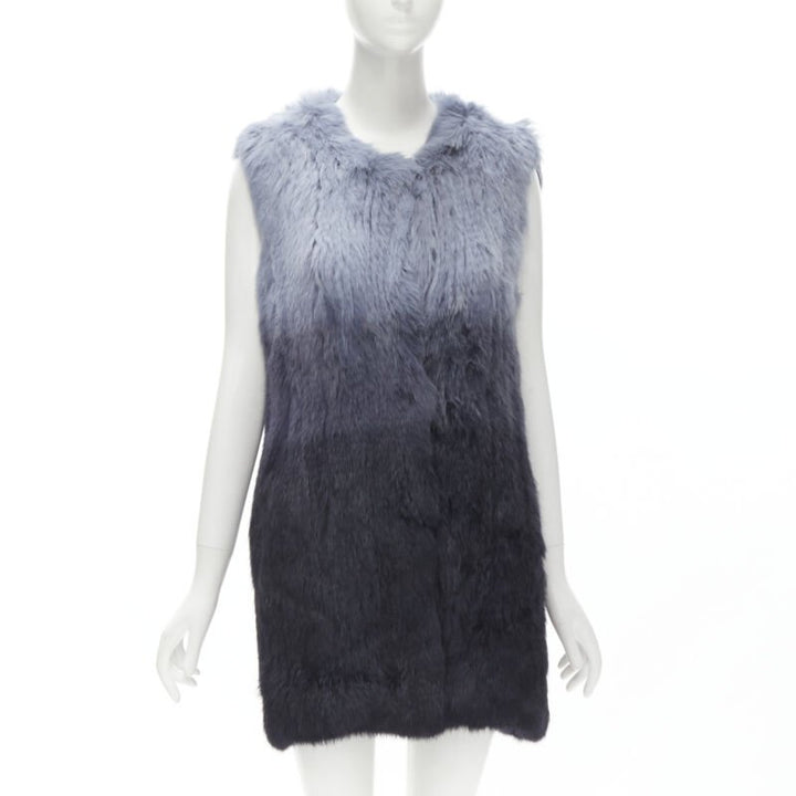 THEORY rabbit fur gradient blue fur vest jacket S