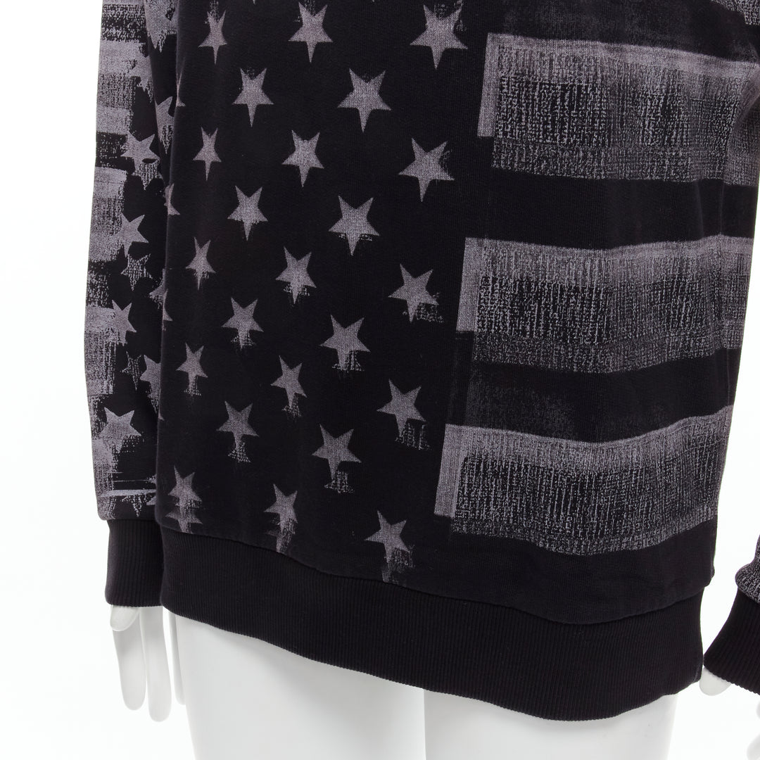 GIVENCHY Riccardo Tisci grey Americana flag distressed cotton crew sweater M