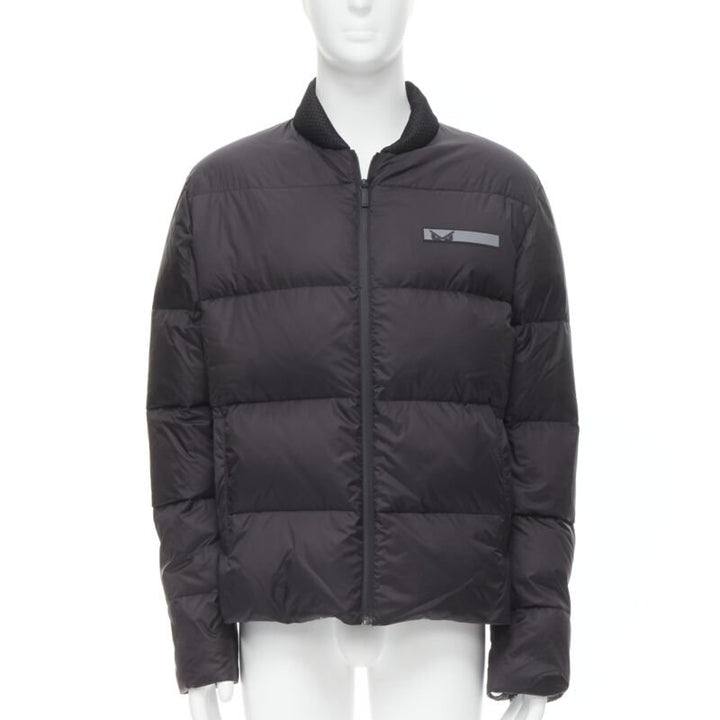 FENDI Reversible black Monster Bug Eye nylon goose down puffer jacket EU48 M