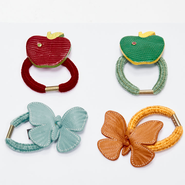 rare ALEXANDRE DE PARIS Alexander Zouari LOT OF 4 leather apple butterfly tie