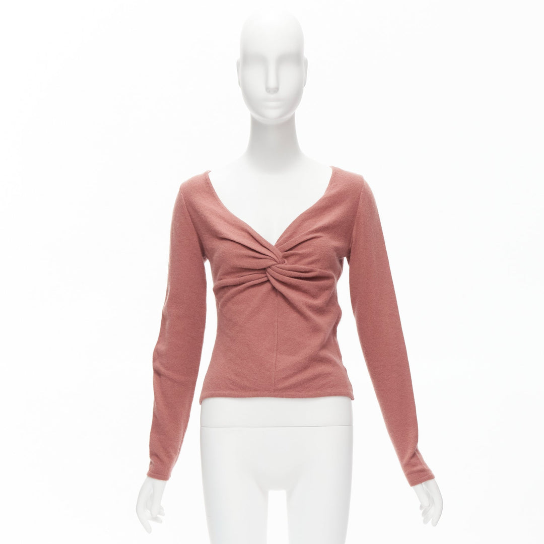 VALENTINO blush pink virgin wool blend twist front sweater top IT42 M
