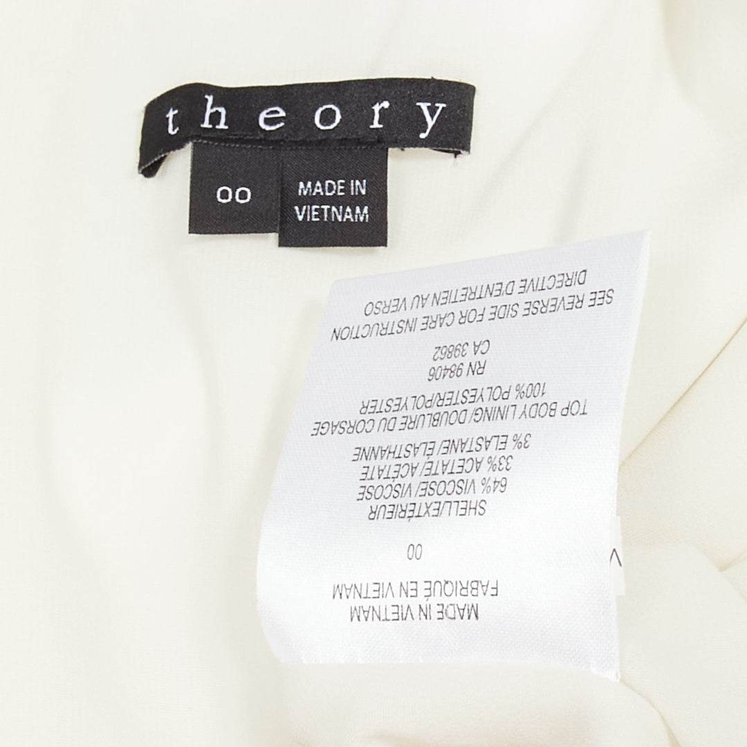 THEORY Rimlan white silky layered top A-line dress US0 XS