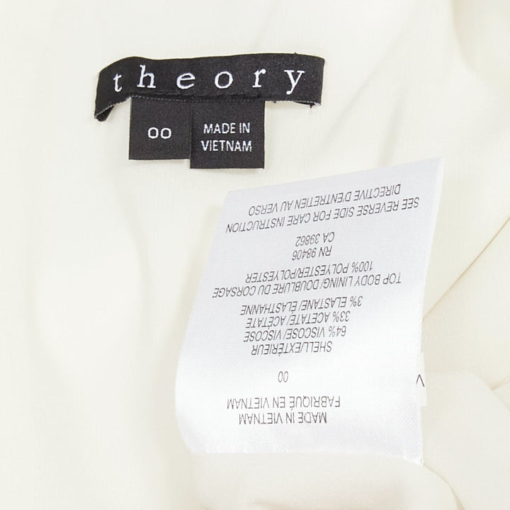 THEORY Rimlan white silky layered top A-line dress US0 XS