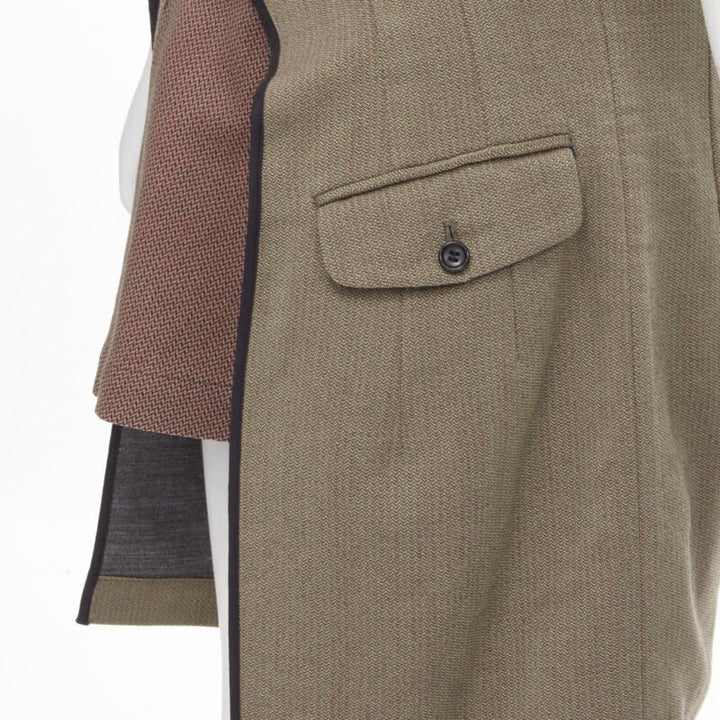 vintage JUNYA WATANABE 1997 wool green red deconstructed asymmetric mini skirt M