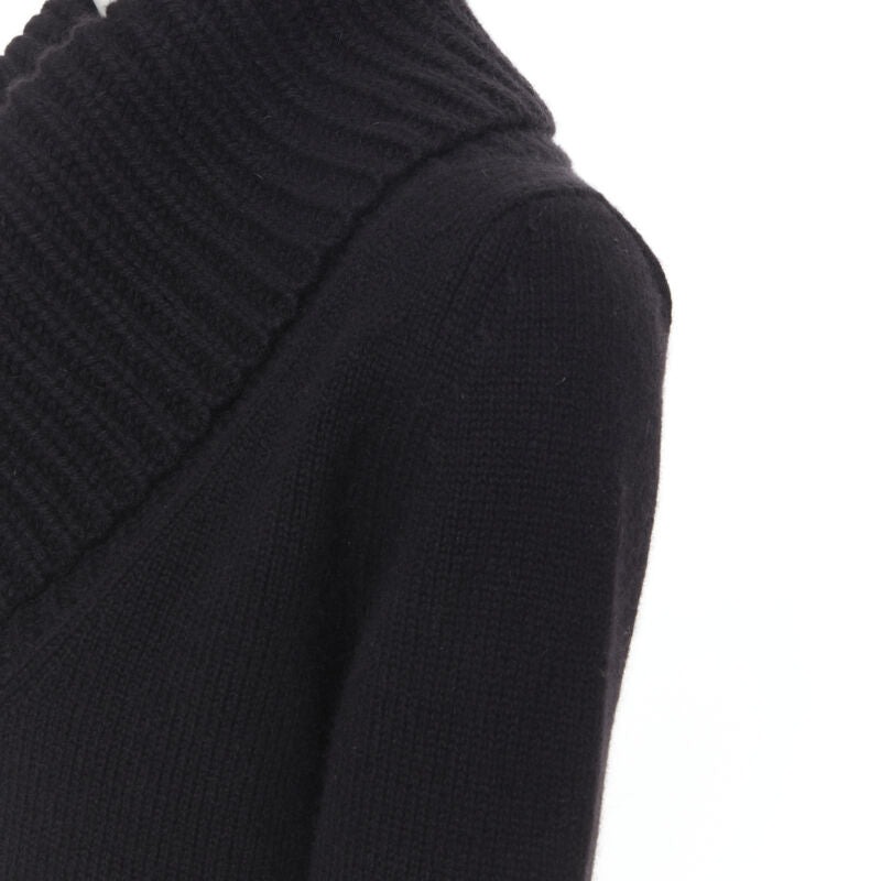 ALEXANDER MCQUEEN black wool angora blend ribbed turtleneck sweater S