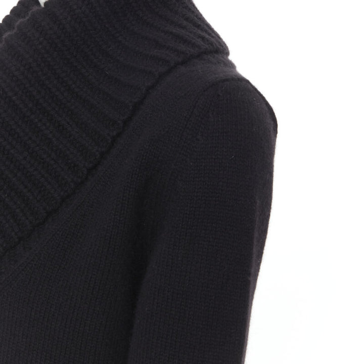 ALEXANDER MCQUEEN black wool angora blend ribbed turtleneck sweater S