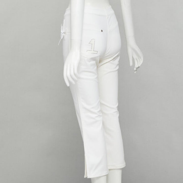 CHRISTIAN DIOR John Galliano Y2K crystal 3D petal cropped flare jeans