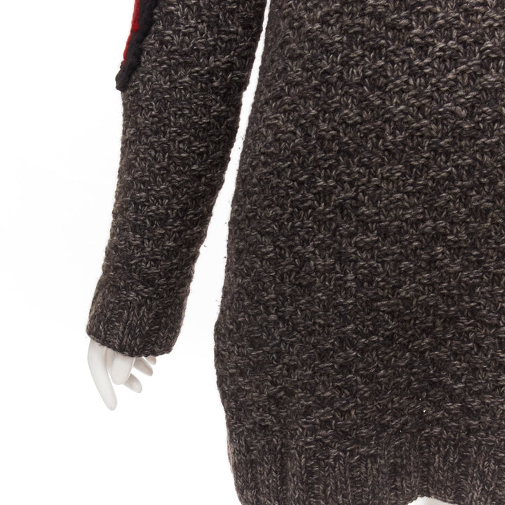 OLD CELINE Phoebe Philo red grey abstract intarsia knit sweater dress S