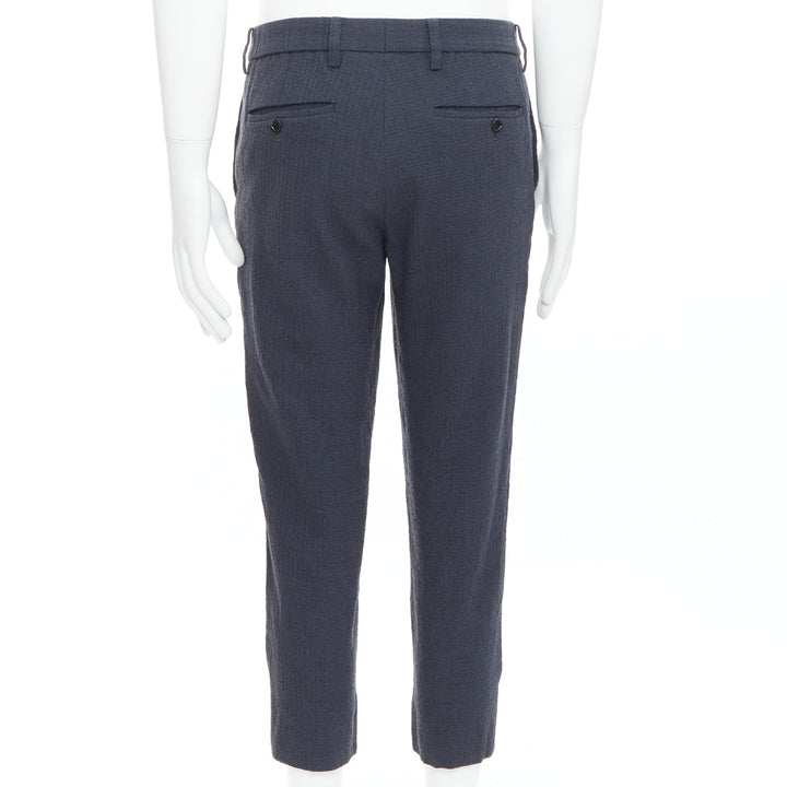 ISSEY MIYAKE MEN grey 100% wool textured cropped pants JP1 S