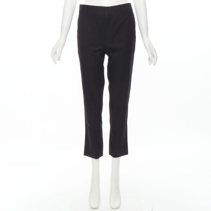 SAINT LAURENT white side braided trimming formal trousers S