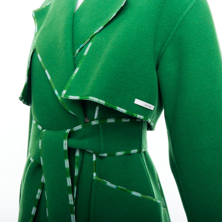 SPORTMAX Anniversary Collection handmade virgin wool cashmere green coat IT34 XS