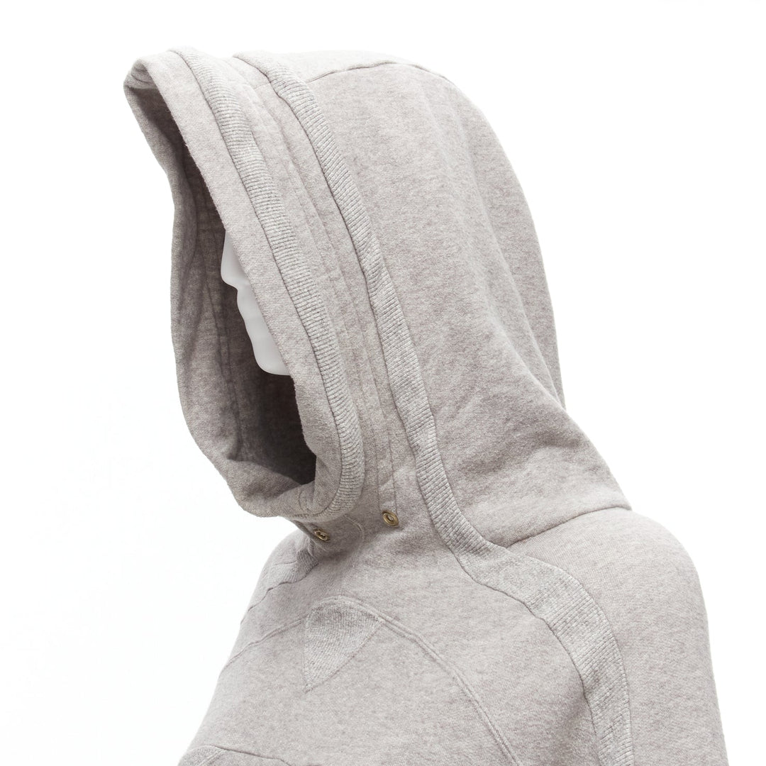 UNDERCOVER grey cotton wool panelled sleeves oversized hooded sweatshirt JP1 S
