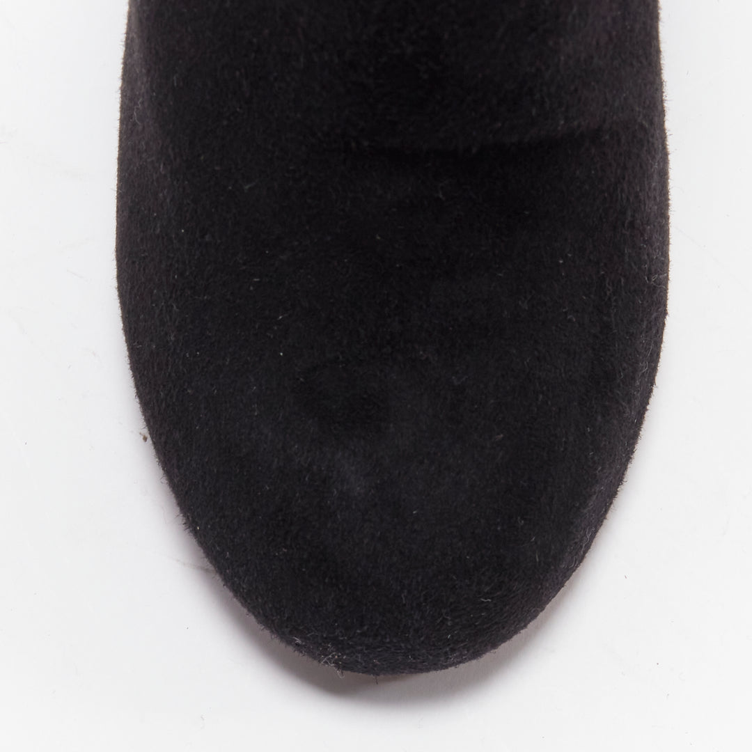 AZZEDINE ALAIA black suede curved wedge round toe ankle bootie EU37