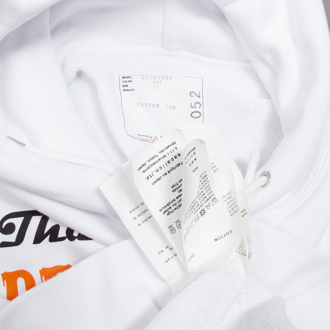 SACAI 2020 Big Lebowski Really Tied Room Together slogan white hoodie Sz.2 M
