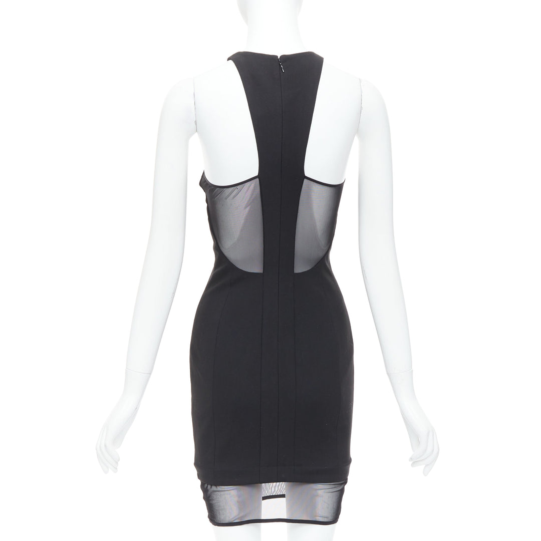 ELIZABETH AND JAMES Parker black sheer hem racer top mini dress US2 S