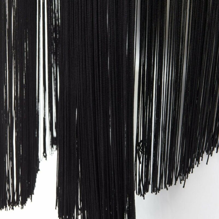 STELLA MCCARTNEY black fringe back cotton silk blend sleeveless top IT38 XS