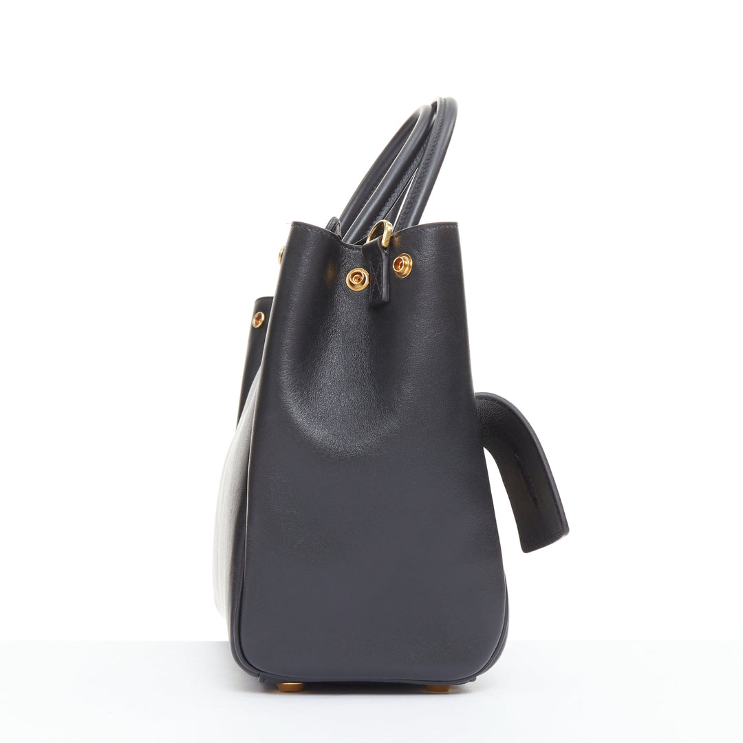 BALENCIAGA Demna Bel Air Small black leather gold hardware multi pocket bag