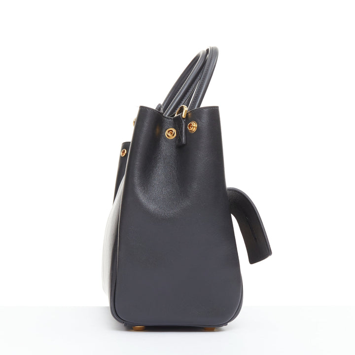 BALENCIAGA Demna Bel Air Small black leather gold hardware multi pocket bag