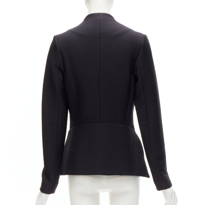 ZERO MARIA CORNEJO black wool scuba cutout collar jacket US2 S