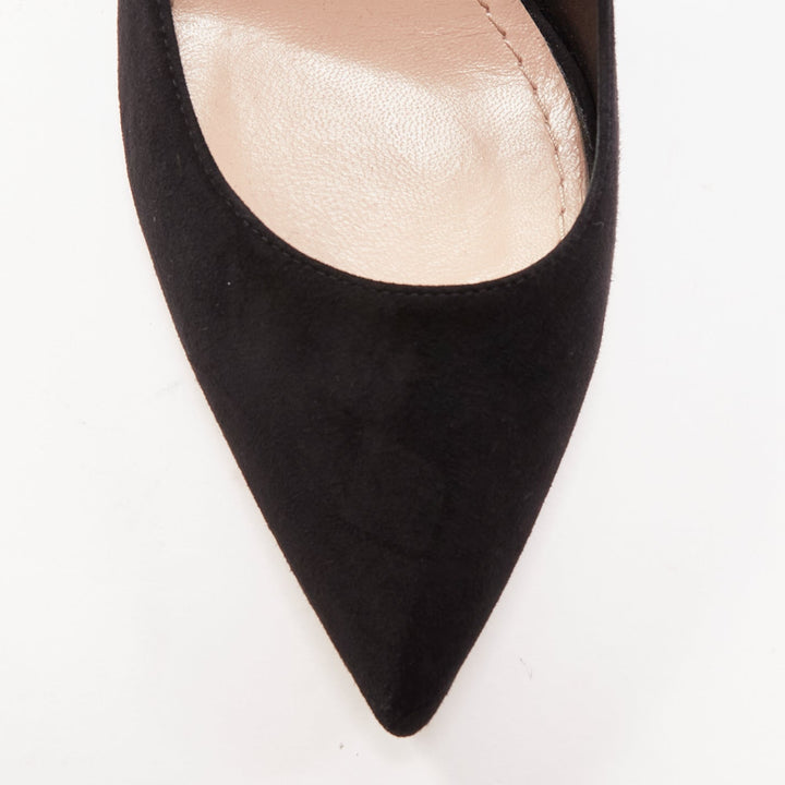 DIOR Dioramour red leather heart black suede curved heeled pumps EU38