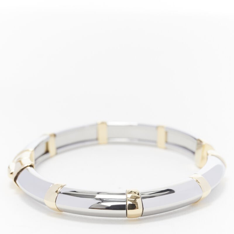 vintage BVLGARI JEWELLERY 18k white yellow gold hinged bangle cuff bracelet