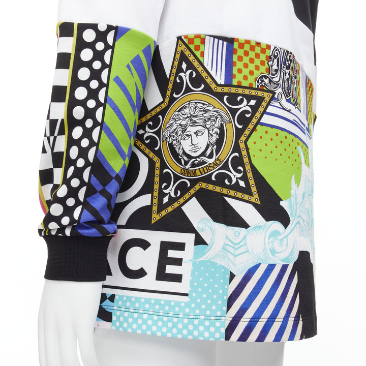 VERSACE 2020 Runway Pop Temple Box logo patchwork polo shirt top L