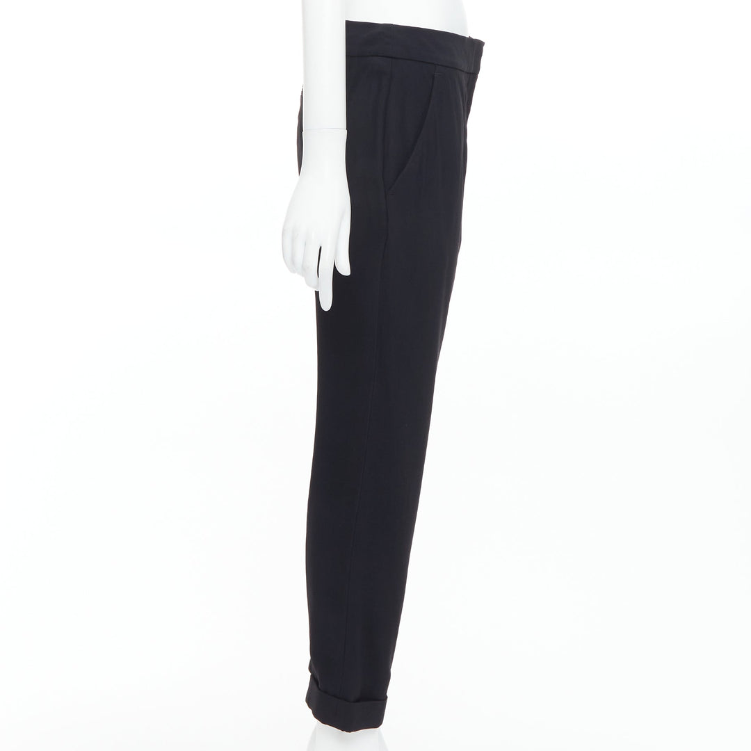 ALEXANDER MCQUEEN 2011 black mid waist flare cropped trousers